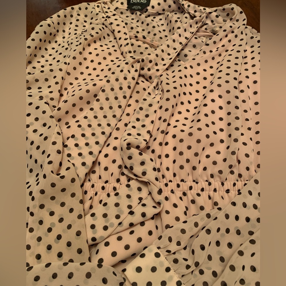 Unique Absolutely fabulous and sexy like new Size M Bebe polka dot mini dress